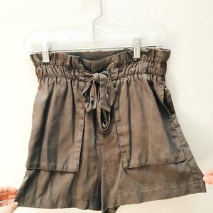 Socialite Olive Green Tie Shorts Size: XS